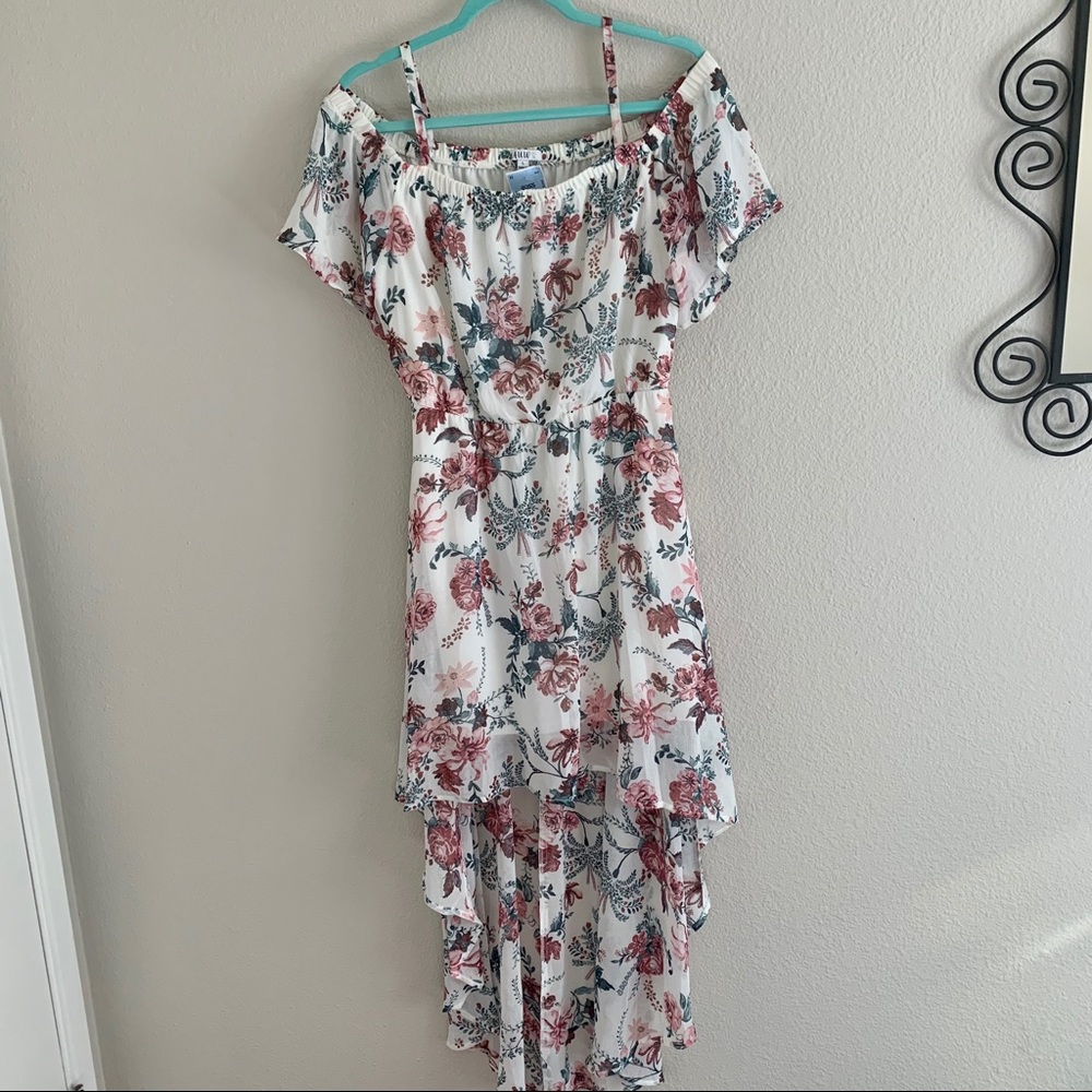 NWT Floral Cold Shoulder Hi-Low Dress